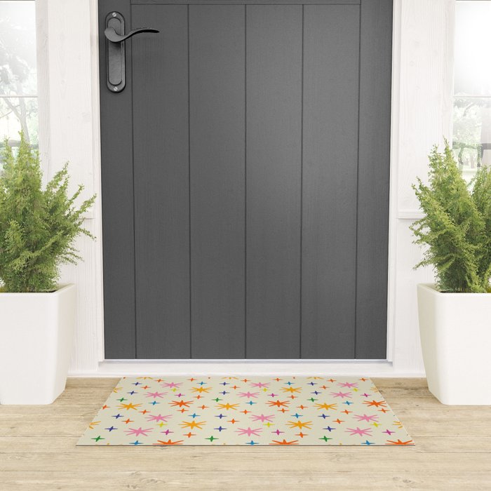 Twinkly Stars Cute and Colorful Pattern Welcome Mat Gallery Image 3