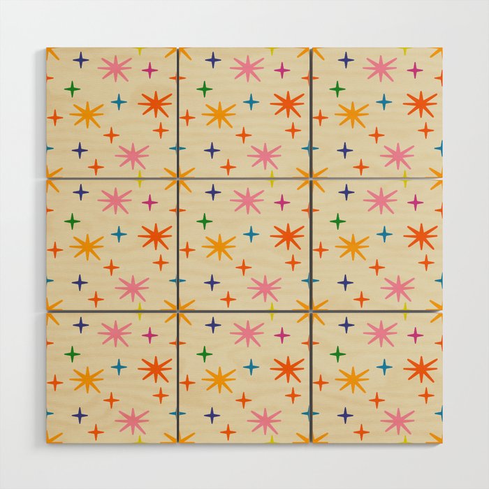 Twinkly Stars Cute and Colorful Pattern Wood Wall Art Gallery Image 1