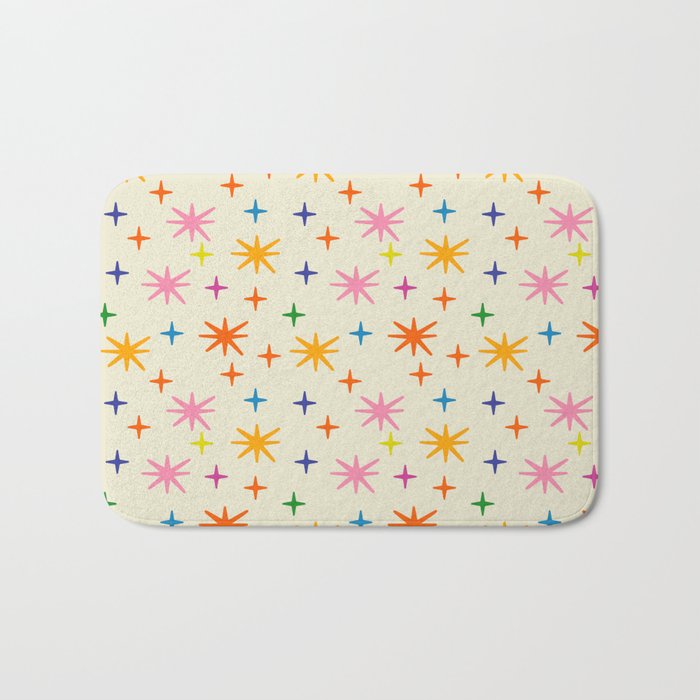 Twinkly Stars Cute and Colorful Pattern Bath Mat Gallery Image 1