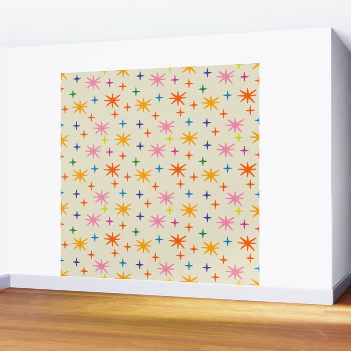 Twinkly Stars Cute and Colorful Pattern Wall Mural Gallery Image 2