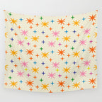 Twinkly Stars Cute and Colorful Pattern Wall Tapestry Gallery Image 4