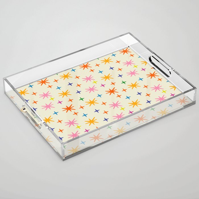 Twinkly Stars Cute and Colorful Pattern Acrylic Tray Gallery Image 1