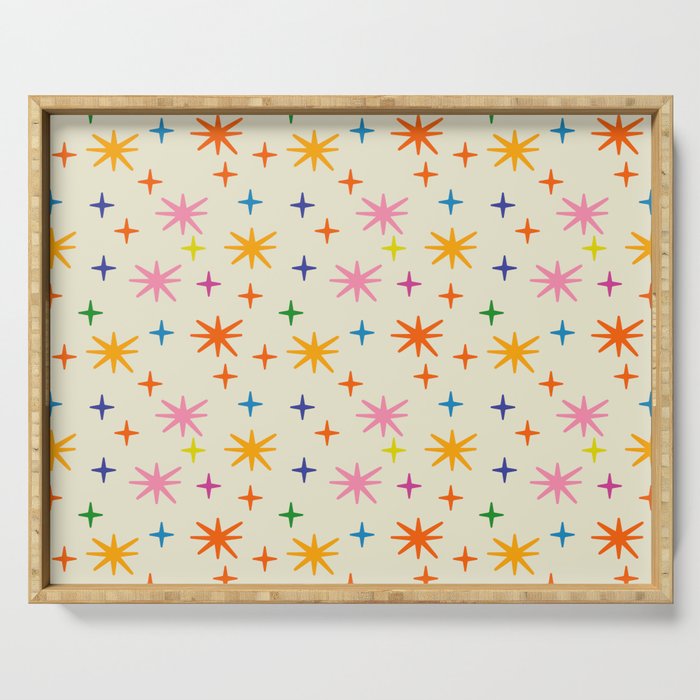 Twinkly Stars Cute and Colorful Pattern Serving Tray Gallery Image 1