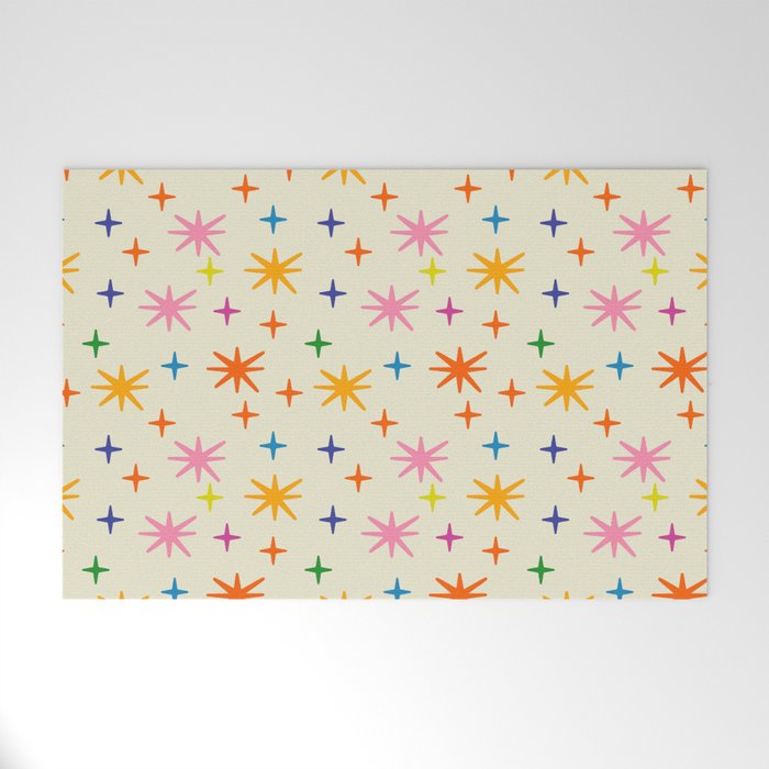 Twinkly Stars Cute and Colorful Pattern Welcome Mat Gallery Image 1