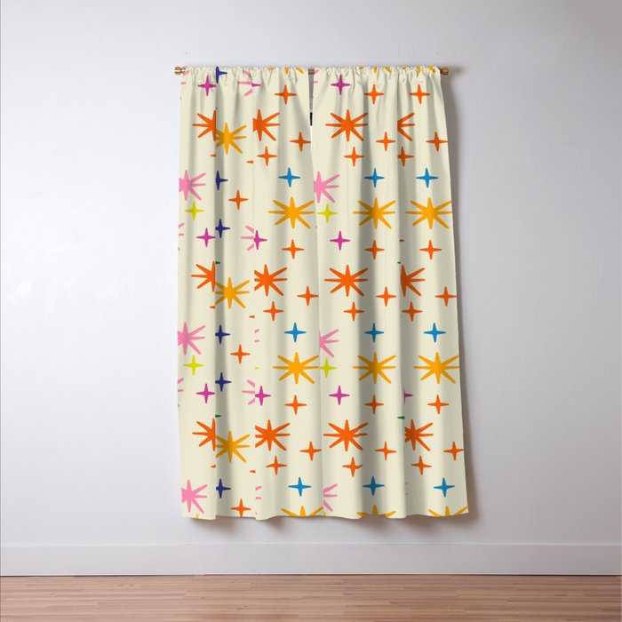 Twinkly Stars Cute and Colorful Pattern Window Curtain Gallery Image 3