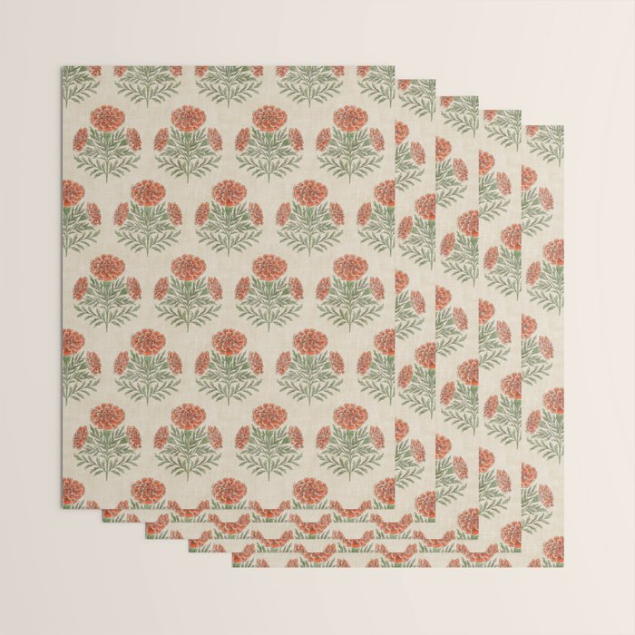 Marigold - persimmon Wrapping Paper Gallery Image 3
