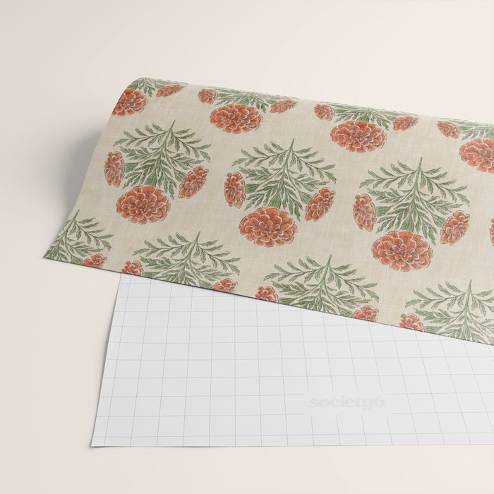 Marigold - persimmon Wrapping Paper Gallery Image 2