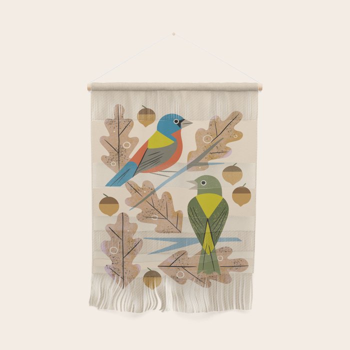 Bunting Pair In Oak Tree Wall Hanging Gallery Image 1