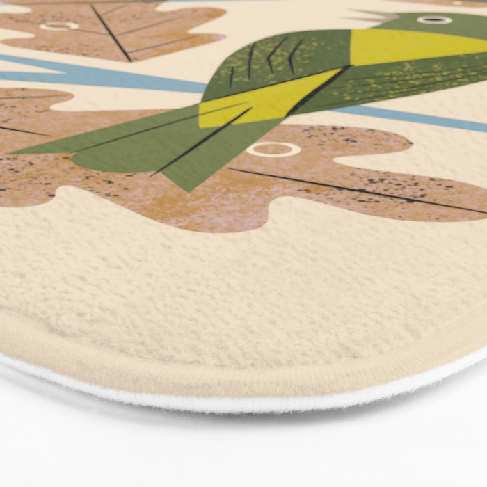 Bunting Pair In Oak Tree Bath Mat Gallery Image 3