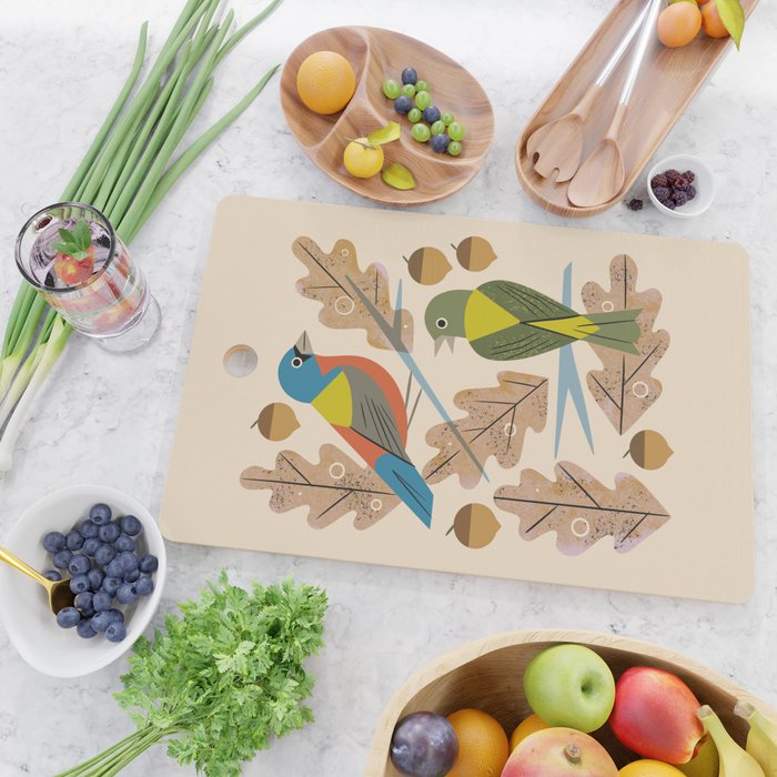 Bunting Pair In Oak Tree Cutting Board Gallery Image 2