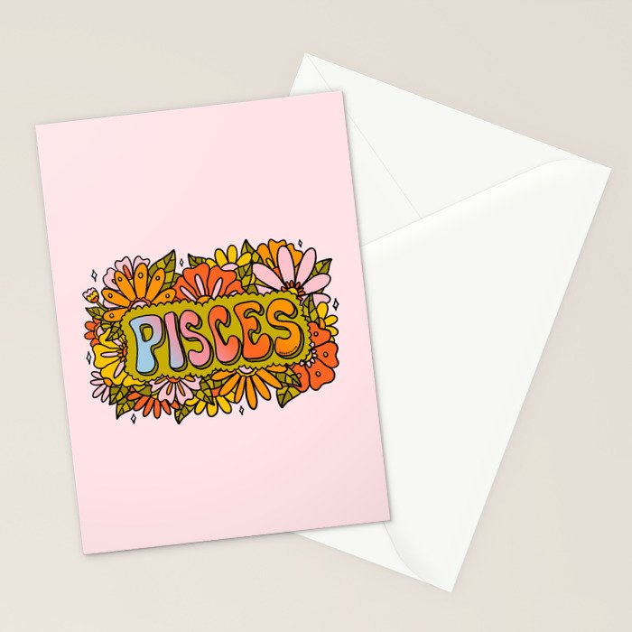 Pisces Flowers Stationery Card Gallery Image 2