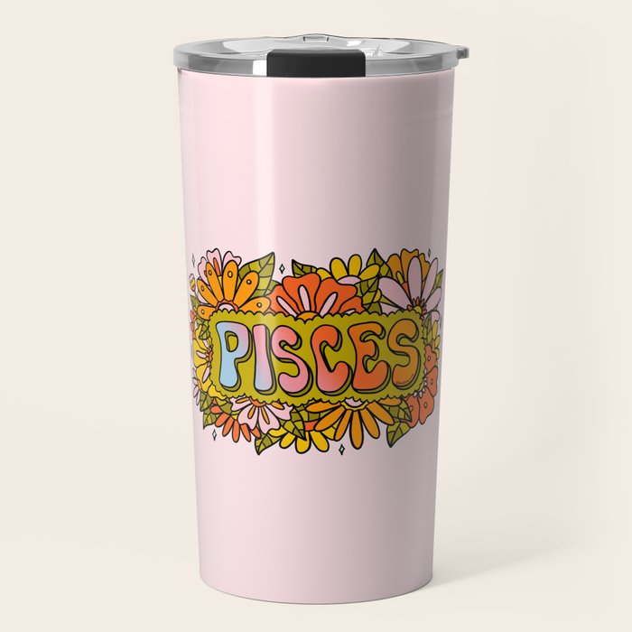 Pisces Flowers Travel Mug Gallery Image 1