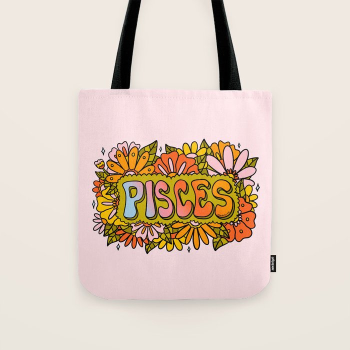 Pisces Flowers Tote Bag Gallery Image 1