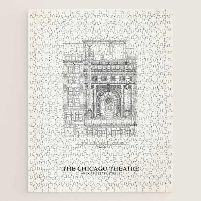 Chicago Theatre Blueprint - West Elevation Jigsaw Puzzle Gallery Image 1