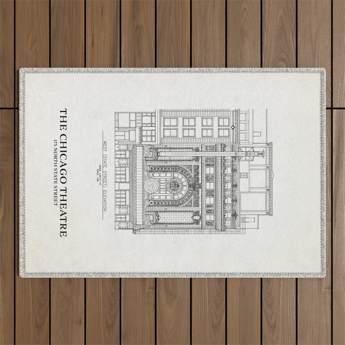 Chicago Theatre Blueprint - West Elevation Outdoor Rug Gallery Image 1