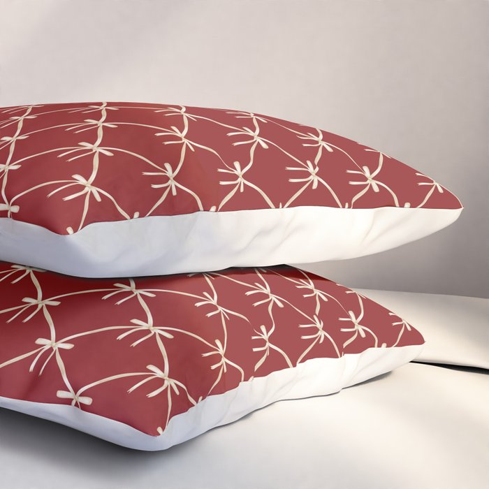 Bows & Ribbons Pattern XI Ruby Red Pillow Sham Gallery Image 3