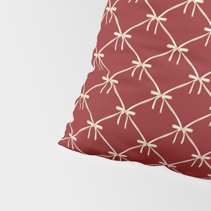 Bows & Ribbons Pattern XI Ruby Red Pillow Sham Gallery Image 4