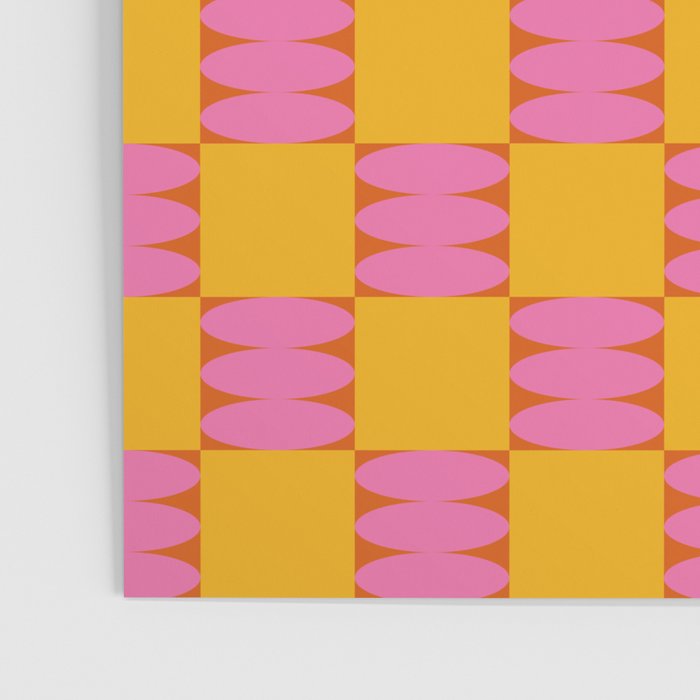 Retro Pink and Yellow Checkerboard Shapes Poster Gallery Image 3