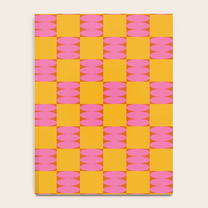 Retro Pink and Yellow Checkerboard Shapes Notebook Gallery Image 4