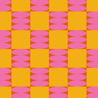 Retro Pink and Yellow Checkerboard Shapes Coffee Mug Gallery Image 2