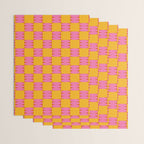 Retro Pink and Yellow Checkerboard Shapes Wrapping Paper Gallery Image 3