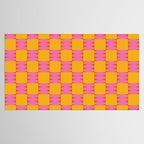 Retro Pink and Yellow Checkerboard Shapes Tablecloth Gallery Image 2