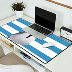 Captain Seagull on blue stripes Desk Mat Gallery Image 2
