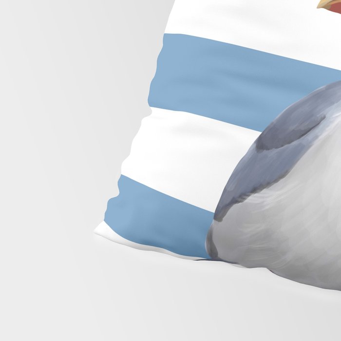 Captain Seagull on blue stripes Pillow Sham Gallery Image 4