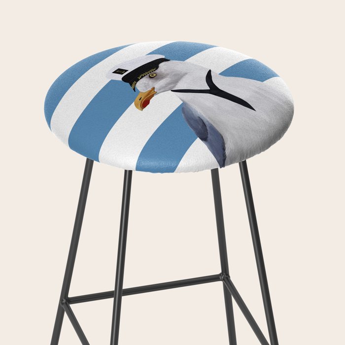 Captain Seagull on blue stripes Stool Gallery Image 2