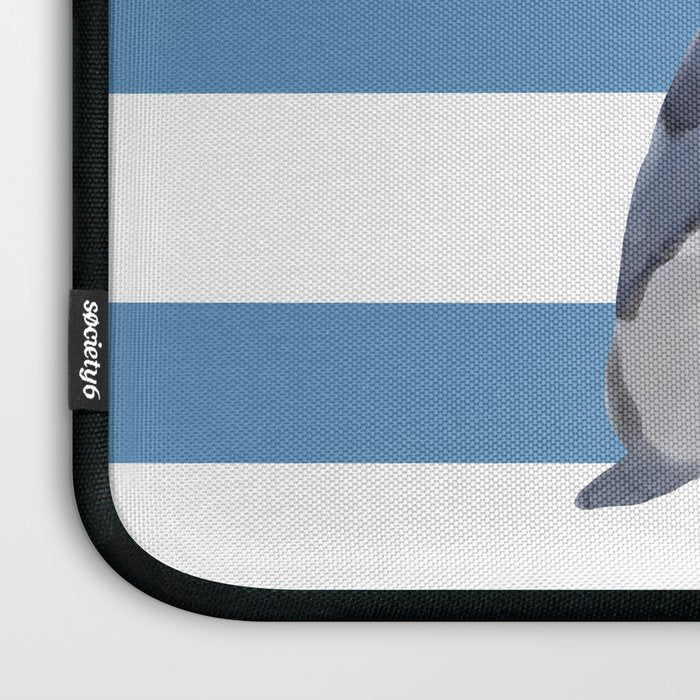 Captain Seagull on blue stripes Laptop Sleeve Gallery Image 3