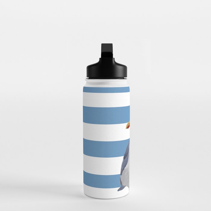 Captain Seagull on blue stripes Water Bottle Gallery Image 3