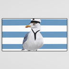 Captain Seagull on blue stripes Desk Mat Gallery Image 3