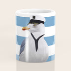 Captain Seagull on blue stripes Coffee Mug Gallery Image 4