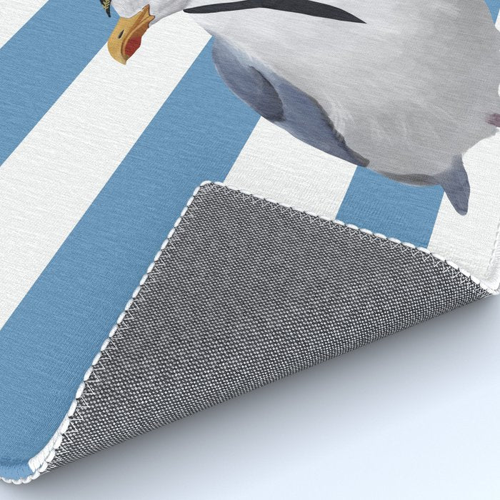 Captain Seagull on blue stripes Rug Gallery Image 4