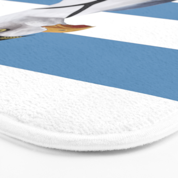 Captain Seagull on blue stripes Bath Mat Gallery Image 3