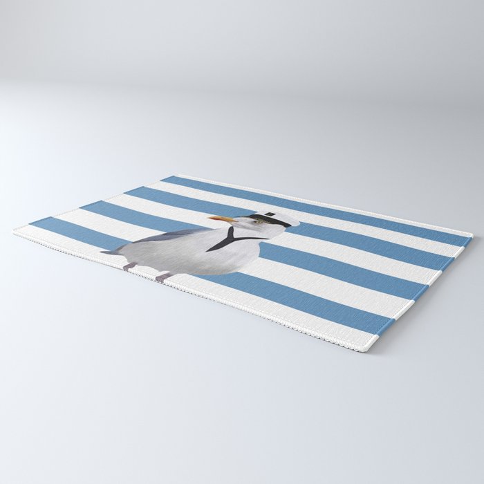 Captain Seagull on blue stripes Rug Gallery Image 3