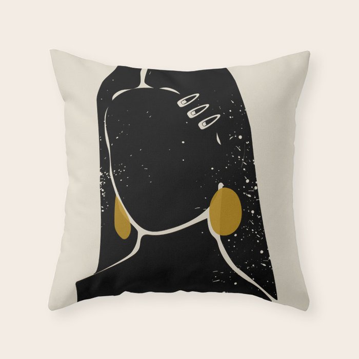 Black Hair No. 3 Throw Pillow Gallery Image 6