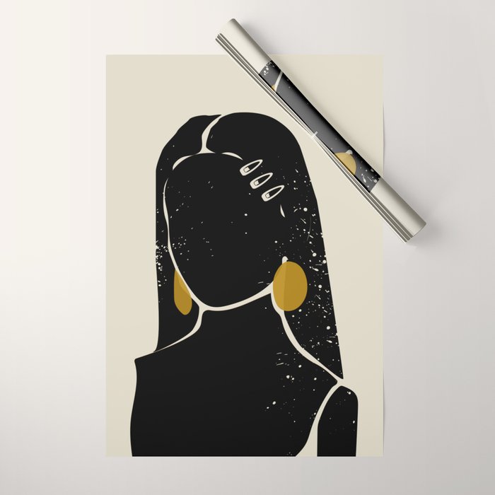 Black Hair No. 3 Wrapping Paper Gallery Image 1