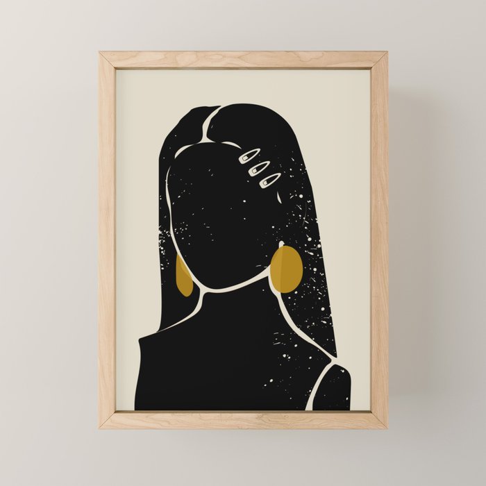 Black Hair No. 3 Mini Art Print Gallery Image 1