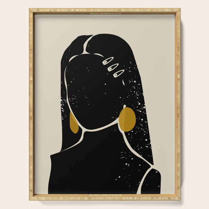 Black Hair No. 3 Serving Tray Gallery Image 1