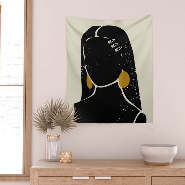 Black Hair No. 3 Wall Tapestry Gallery Image 2