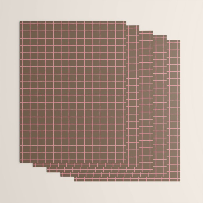 Flamingo Plume Grid Pattern Wrapping Paper Gallery Image 3
