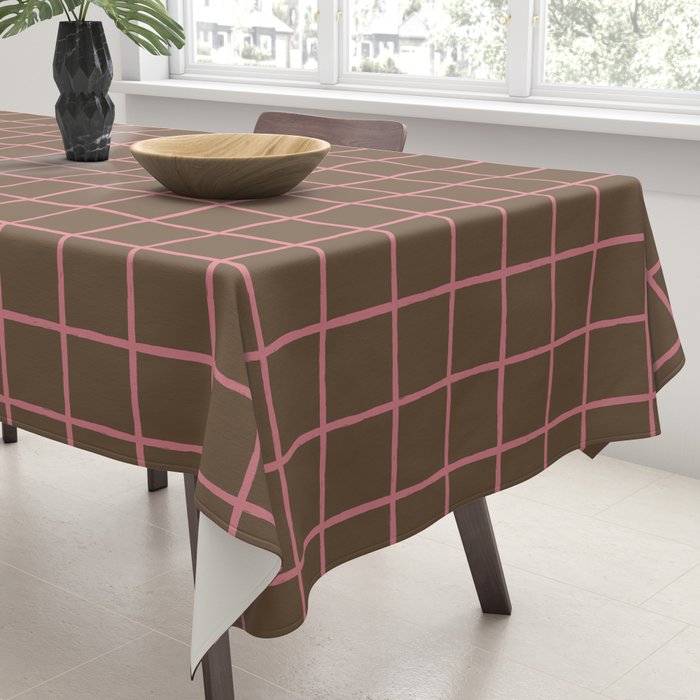 Flamingo Plume Grid Pattern Tablecloth Gallery Image 3