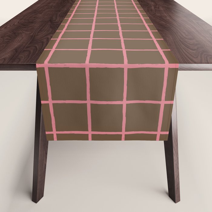 Flamingo Plume Grid Pattern Table Runner Gallery Image 1