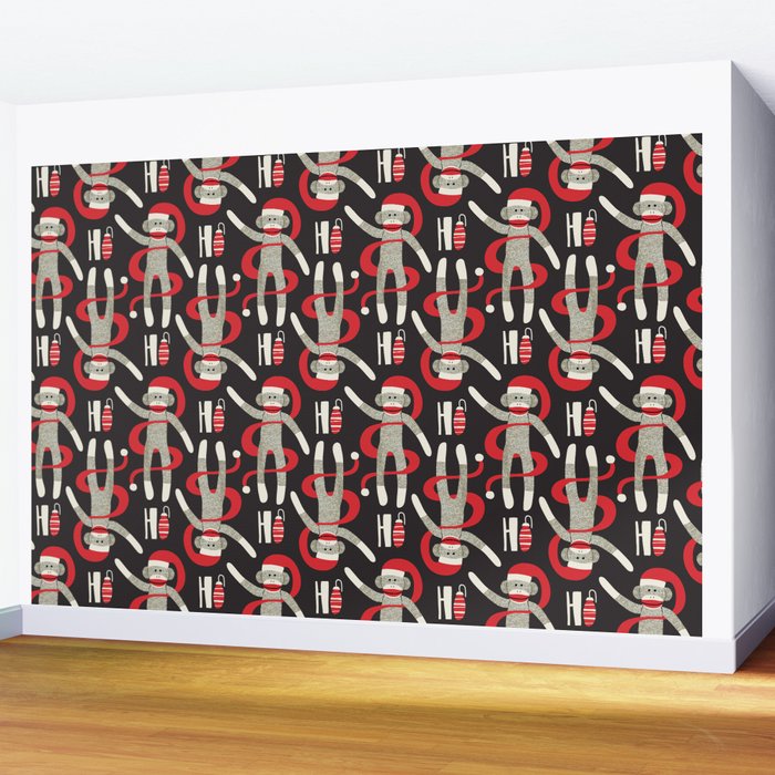Sock Monkey Santa Wall Mural Gallery Image 2
