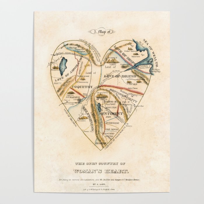 "A Map of the Open Country of a Woman's Heart" by D. W. Kellogg (c. 1833-1842) Poster Gallery Image 4