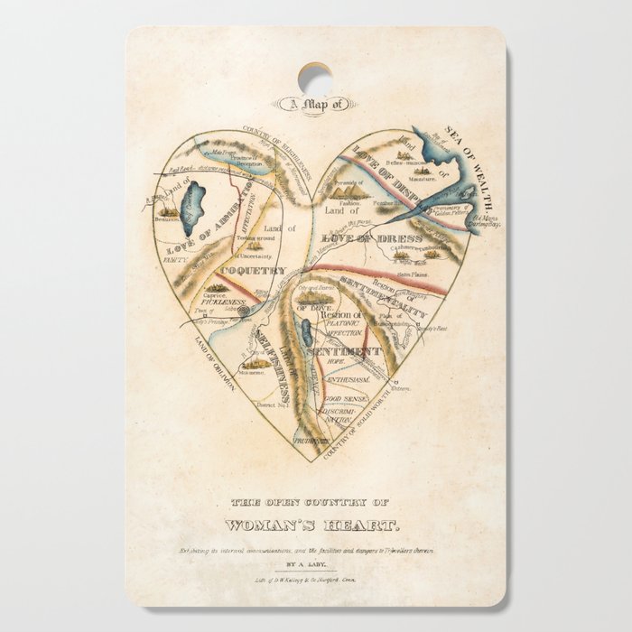 "A Map of the Open Country of a Woman's Heart" by D. W. Kellogg (c. 1833-1842) Cutting Board Gallery Image 1