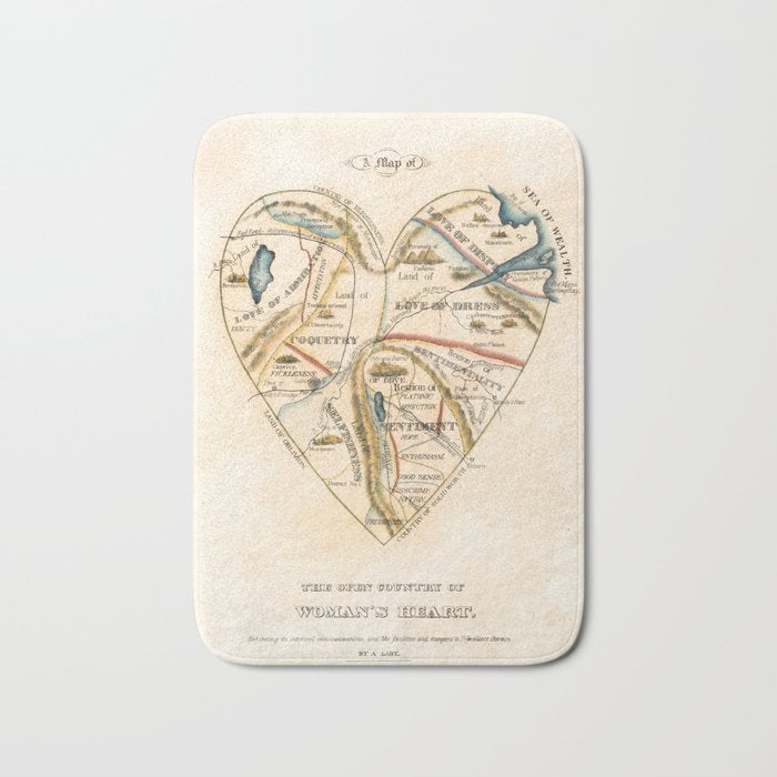 "A Map of the Open Country of a Woman's Heart" by D. W. Kellogg (c. 1833-1842) Bath Mat Gallery Image 1