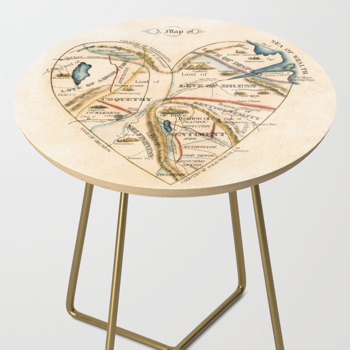 "A Map of the Open Country of a Woman's Heart" by D. W. Kellogg (c. 1833-1842) Side Table Gallery Image 2