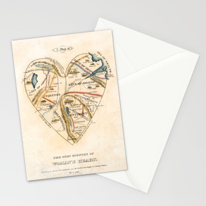 "A Map of the Open Country of a Woman's Heart" by D. W. Kellogg (c. 1833-1842) Stationery Card Gallery Image 2